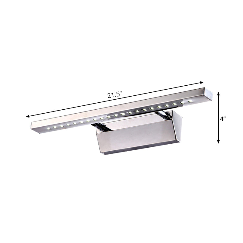 Rektangulært Indvendigt Spejl Lys Rustfrit Stål 16"/19.5" W LED Moderne Væghængt Lys i Krom, Varme/Hvid Belysning