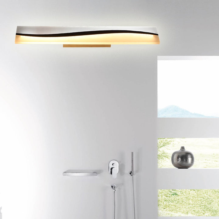 Acrylic rektangulært makeup-spejl lampe simpel 16"/19.5"/23" bredde LED badeværelseslys over spejl i varm/hvid, vand- og tåge-resistent