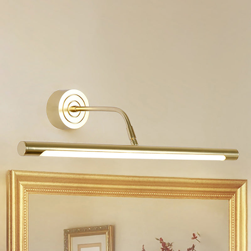 16"/20" W Slank Cylindrisk Makeup Spejl Lys Modernisme Metal LED Guld Væglampe til Soveværelse, Varm/Hvid Belysning