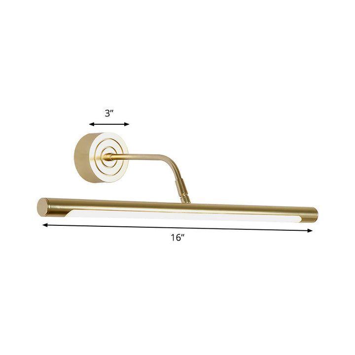 16"/20" W Slank Cylindrisk Makeup Spejl Lys Modernisme Metal LED Guld Væglampe til Soveværelse, Varm/Hvid Belysning