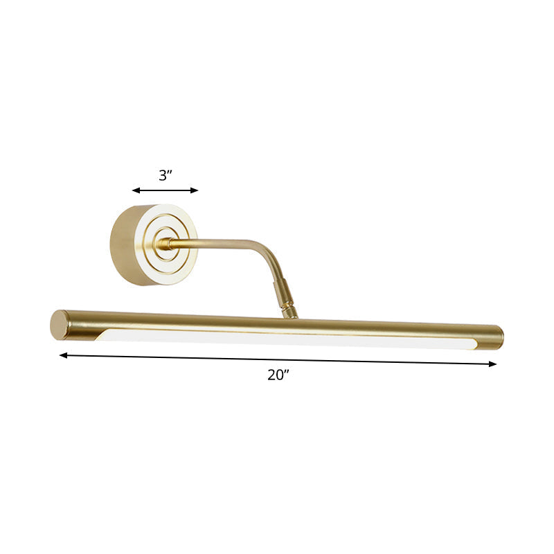 16"/20" W Slank Cylindrisk Makeup Spejl Lys Modernisme Metal LED Guld Væglampe til Soveværelse, Varm/Hvid Belysning