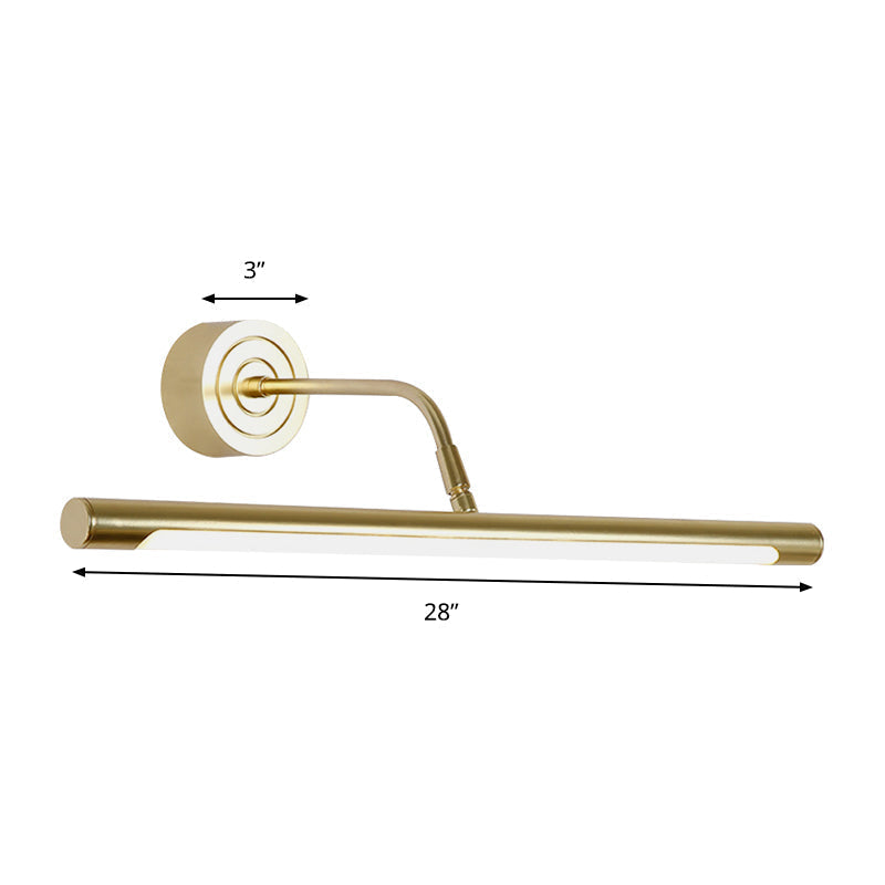 16"/20" W Slank Cylindrisk Makeup Spejl Lys Modernisme Metal LED Guld Væglampe til Soveværelse, Varm/Hvid Belysning