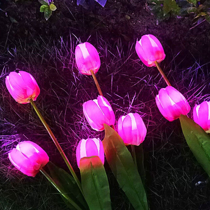 Solar Tulip Plænelampe Udendørs Have LED Tulipan Blomsterlampe Jordspyd Landskabsbelysning