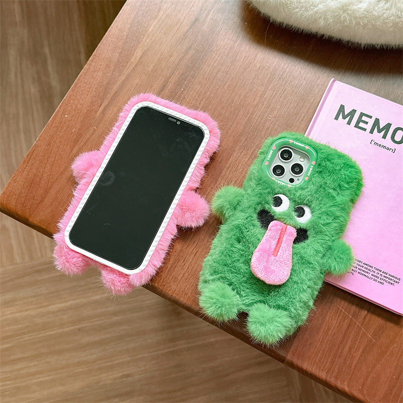 Sjovt Tunge Stikkende Plush Telefon Etui Til iPhone