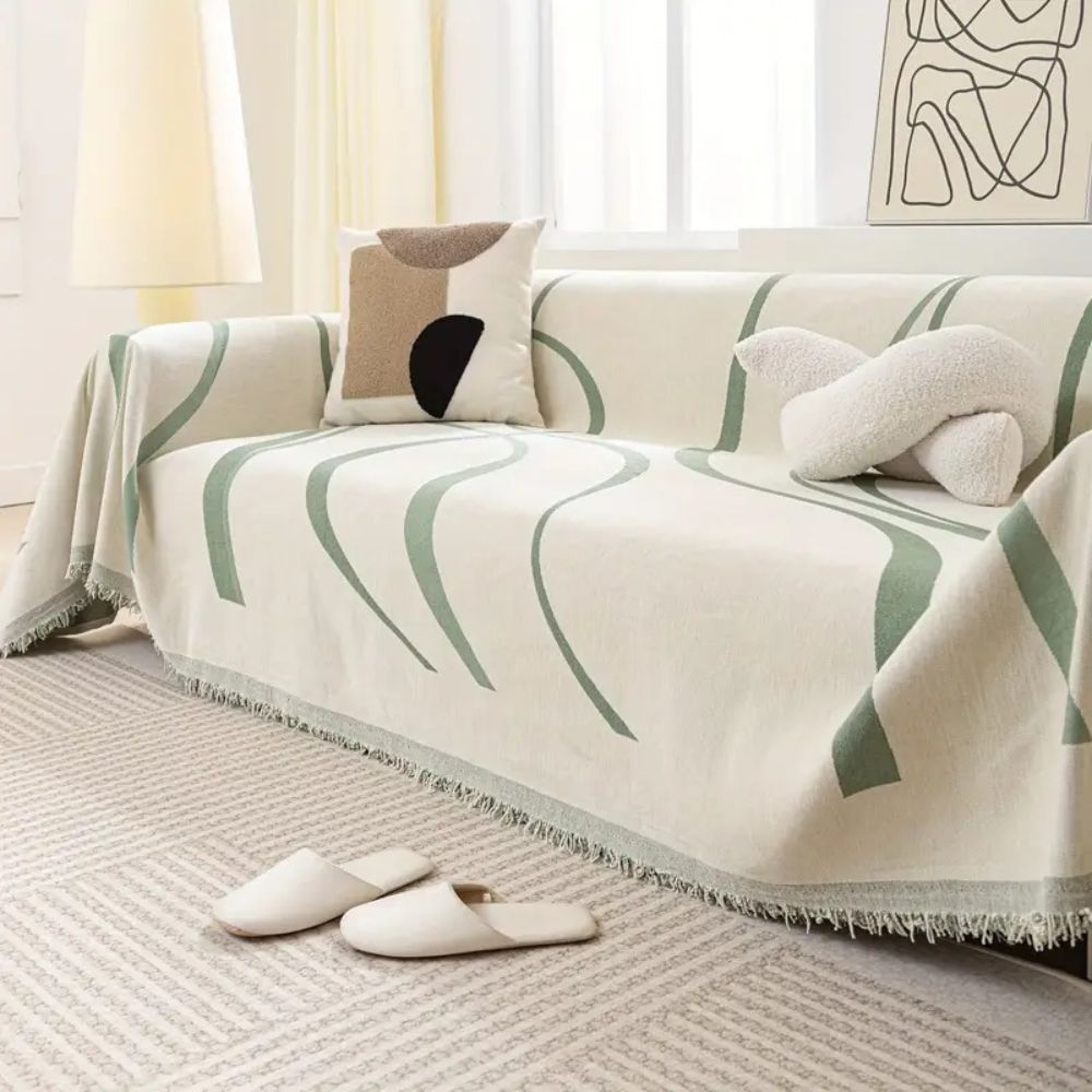Bølge Linjer Chenille Sofa Betræk