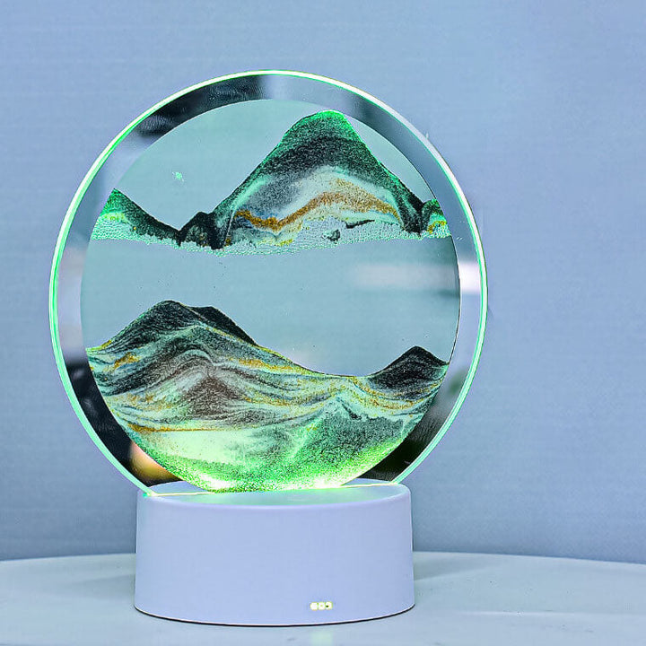 Kreativ Rund Timeglas Quicksand 3D LED Nattelys Bordlampe