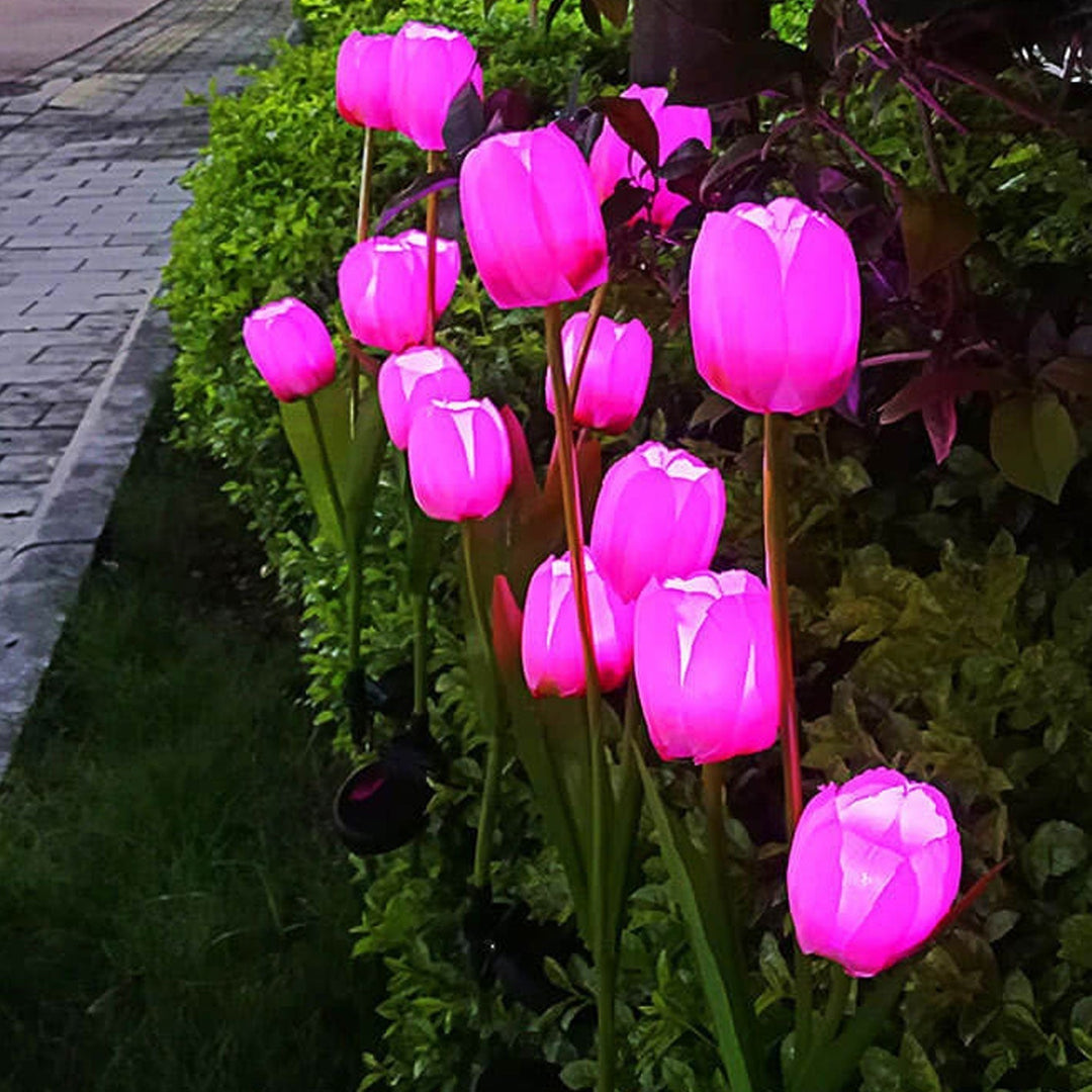 Solar Tulip Plænelampe Udendørs Have LED Tulipan Blomsterlampe Jordspyd Landskabsbelysning