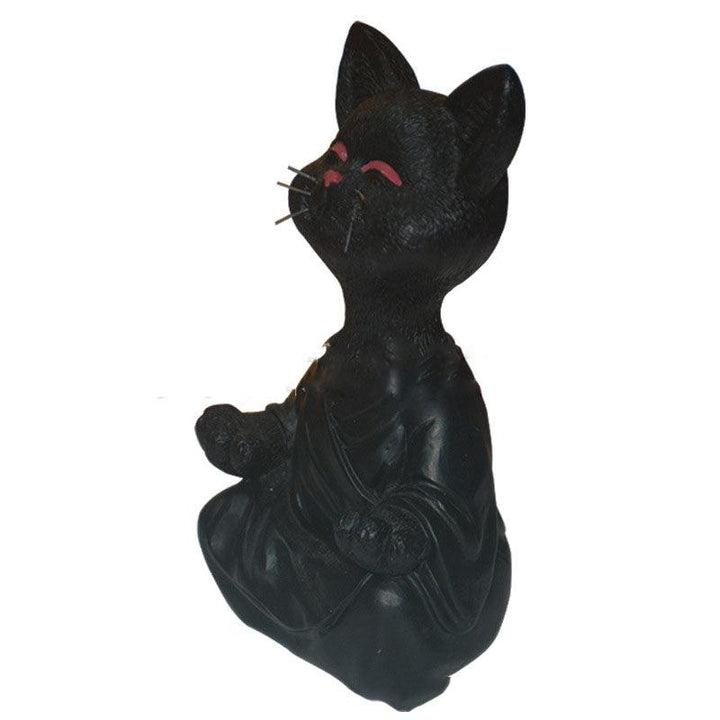 Legesyg Sort Buddha Kat Figur Meditation Yoga Samler Glad Kat Dekor Hjem Have Dekoration Have Ornament