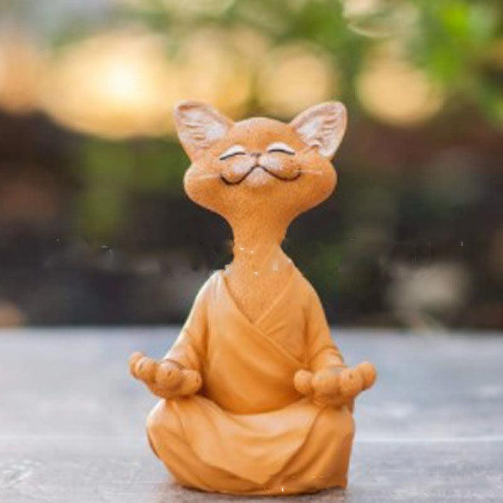 Legesyg Sort Buddha Kat Figur Meditation Yoga Samler Glad Kat Dekor Hjem Have Dekoration Have Ornament