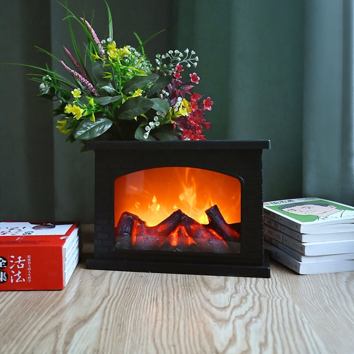 Hyggelig rektangulær pejselampe - Realistisk simuleret flamme lys
