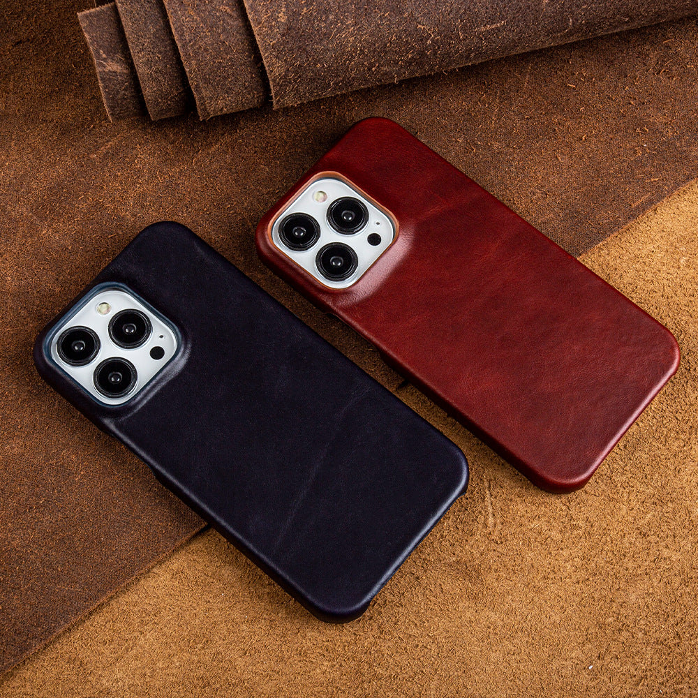 BowLtt|Premium Ægte Læder iPhone Cover (Materiale: Top-Grain Kødhud; Tykkelse: 1.2mm; Anvendelse: Stødbeskyttelse, Forretnings- og Luksus Daglig Brug)