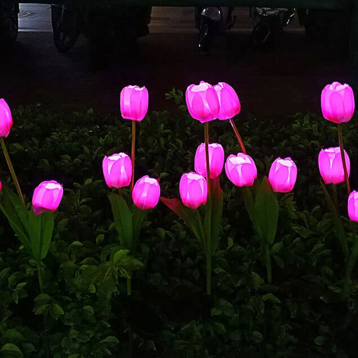 Solar Tulip Plænelampe Udendørs Have LED Tulipan Blomsterlampe Jordspyd Landskabsbelysning