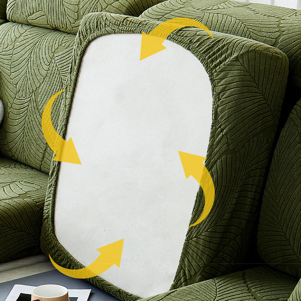 Vandtæt Sofapude med Tropisk Blad Mønster – Elastisk og Kradsesikker – Fuld Beskyttelse til Sofaer