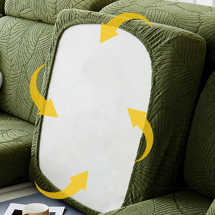 Vandtæt Sofapude med Tropisk Blad Mønster – Elastisk og Kradsesikker – Fuld Beskyttelse til Sofaer