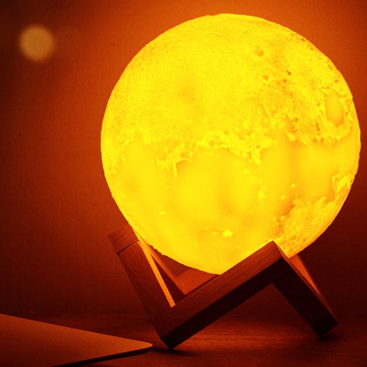 Kreativ Mini Genopladelig 3D-Printet Måne 1-Lys LED Bordlampe