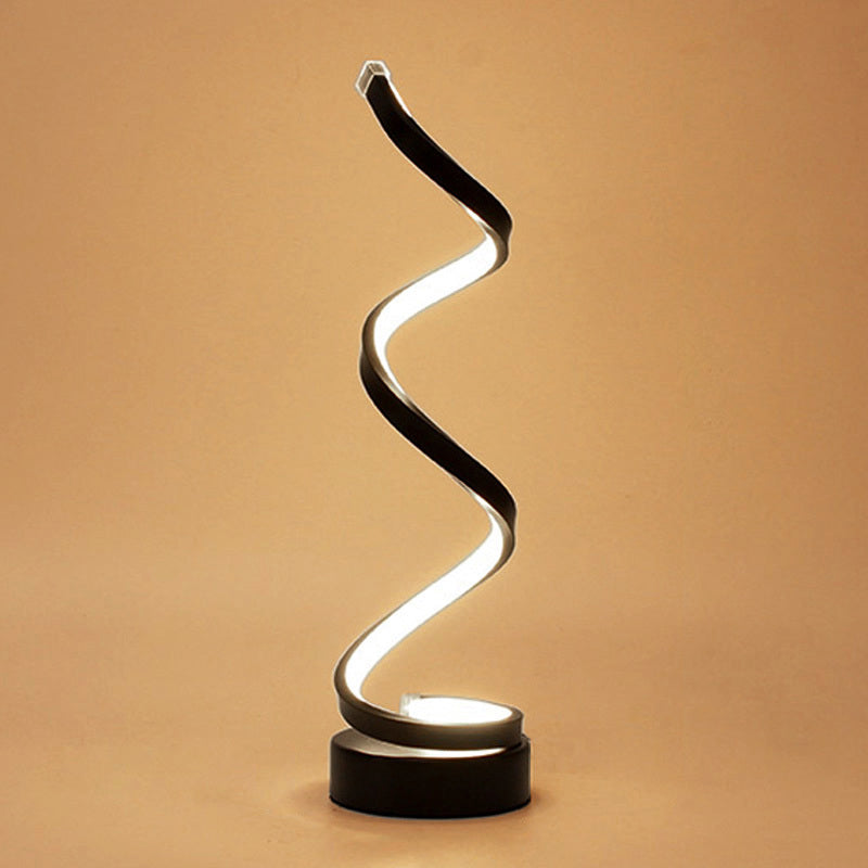 Spiral Bånd Metal Bordlampe Enkelhed Sort/Hvid/Guld LED Arbejdsbelysning med Rund Base i Varm/Hvidt Lys