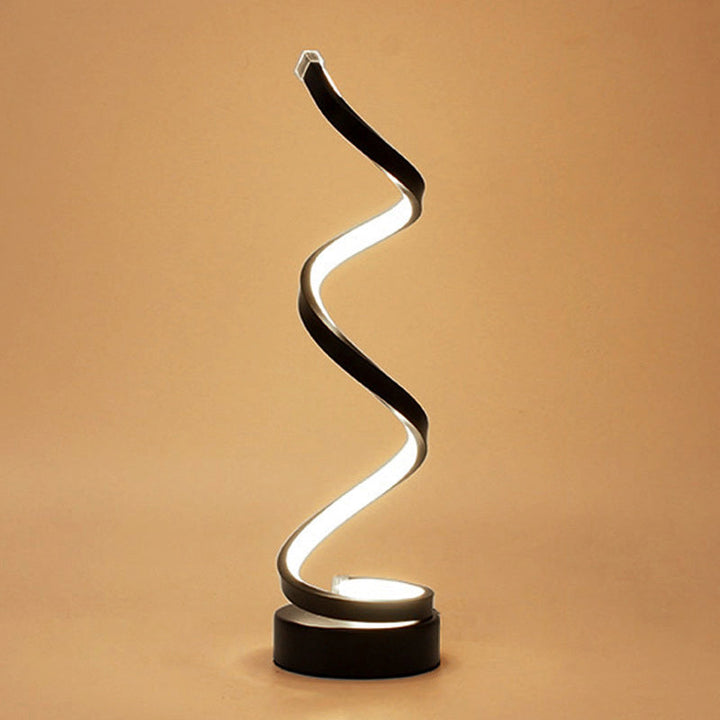 Spiral Bånd Metal Bordlampe Enkelhed Sort/Hvid/Guld LED Arbejdsbelysning med Rund Base i Varm/Hvidt Lys