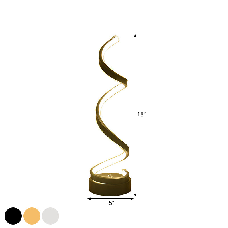 Spiral Bånd Metal Bordlampe Enkelhed Sort/Hvid/Guld LED Arbejdsbelysning med Rund Base i Varm/Hvidt Lys