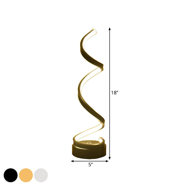 Spiral Bånd Metal Bordlampe Enkelhed Sort/Hvid/Guld LED Arbejdsbelysning med Rund Base i Varm/Hvidt Lys