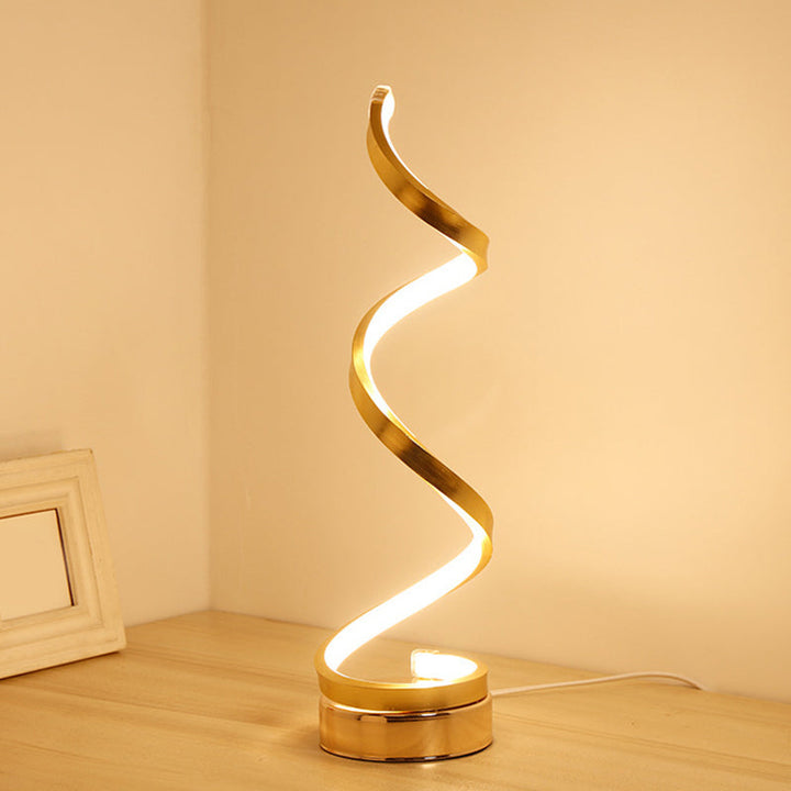 Spiral Bånd Metal Bordlampe Enkelhed Sort/Hvid/Guld LED Arbejdsbelysning med Rund Base i Varm/Hvidt Lys