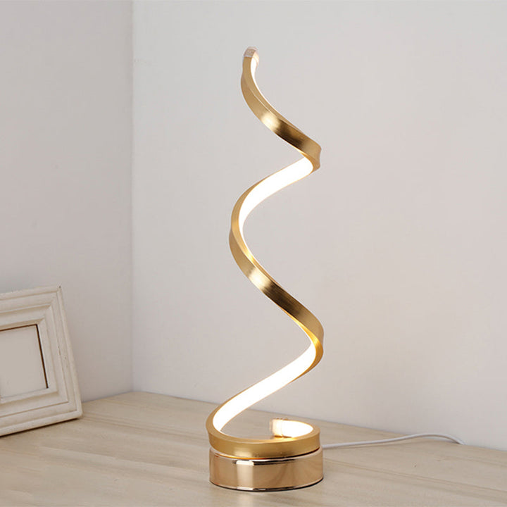 Spiral Bånd Metal Bordlampe Enkelhed Sort/Hvid/Guld LED Arbejdsbelysning med Rund Base i Varm/Hvidt Lys