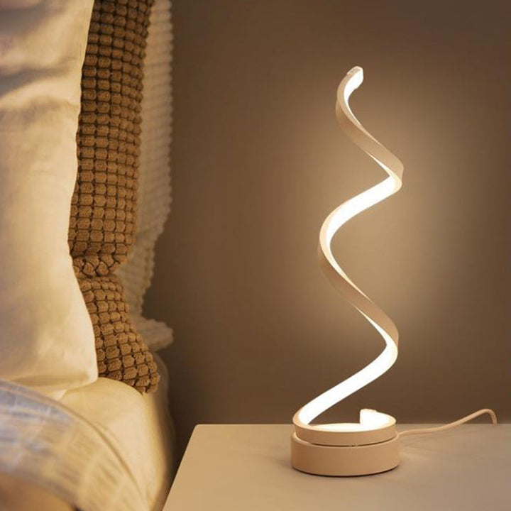 Spiral Bånd Metal Bordlampe Enkelhed Sort/Hvid/Guld LED Arbejdsbelysning med Rund Base i Varm/Hvidt Lys