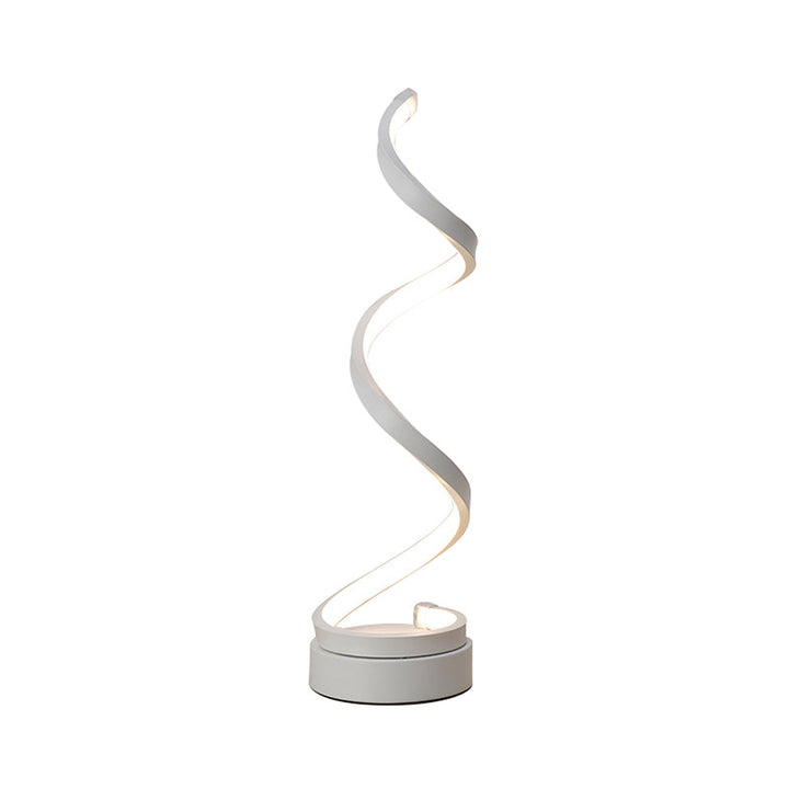 Spiral Bånd Metal Bordlampe Enkelhed Sort/Hvid/Guld LED Arbejdsbelysning med Rund Base i Varm/Hvidt Lys