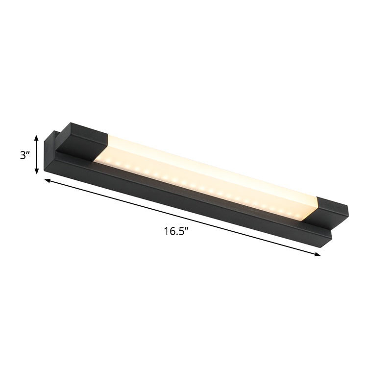 Simpel Lige Vanity Spejl Lys Metal LED Badeværelsesvæg Lampe i Sort, Varm/Hvid Lys