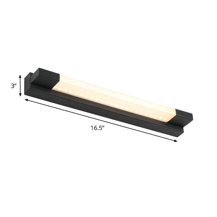 Simpel Lige Vanity Spejl Lys Metal LED Badeværelsesvæg Lampe i Sort, Varm/Hvid Lys