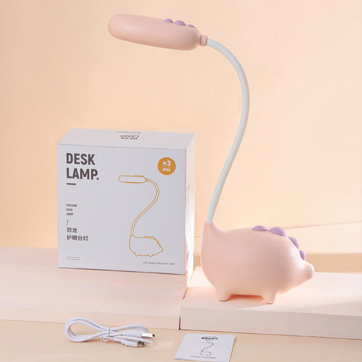 Genopladelig LED Skrivebordslampe med Cartoon Dinosaur Øjepleje