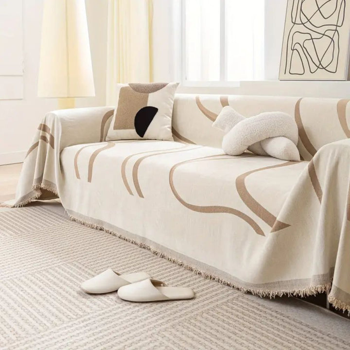 Bølge Linjer Chenille Sofa Betræk