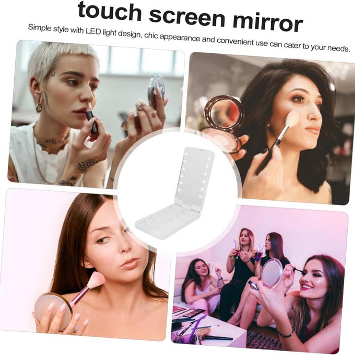 Rejse makeup børstesæt med LED-lys spejl
