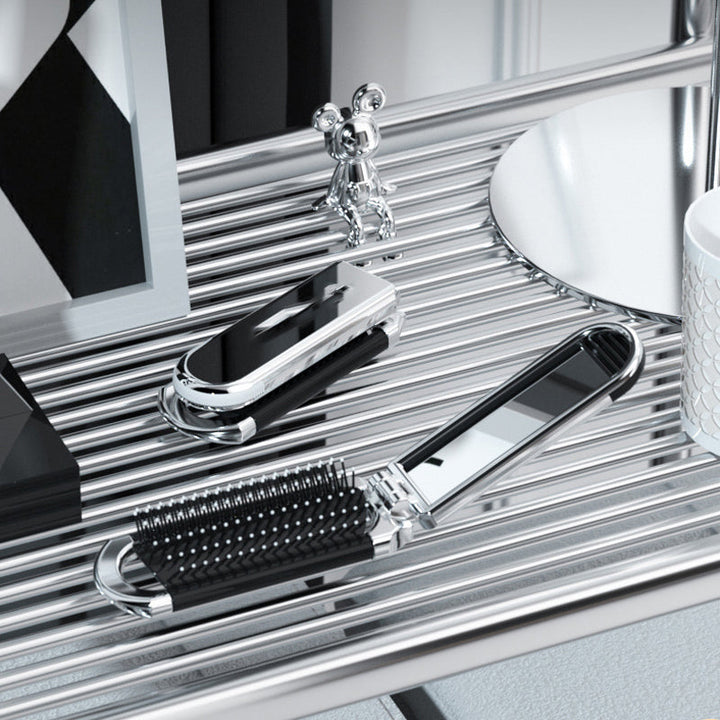 MirrorFlex Rejse Spejl Hårbørste | Foldbar &amp; Kompakt | Praktisk Styling På Farten