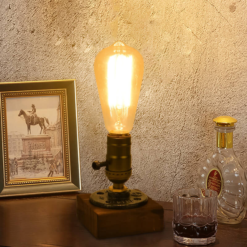 Vintage Industriel Jern Lyspære 1-Lys Bordlampe
