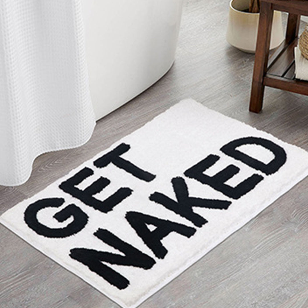 Feblilac Get Naked Hvid Badeværelsesmåtte, 50x80cm Badeværelsesmåtte, Blød Vandabsorberende, Skridsikker Toiletmåtte, Kunstige Badeværelsesmåtter, Bedste Badeværelsesmåtter