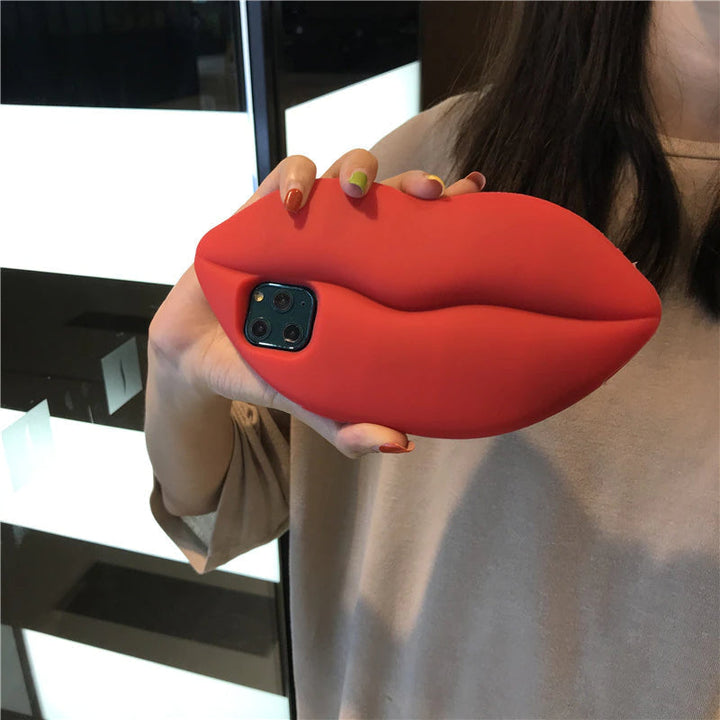 3D Store Røde Læbe Mund Kys Blød Silikone Skulder iPhone Covers