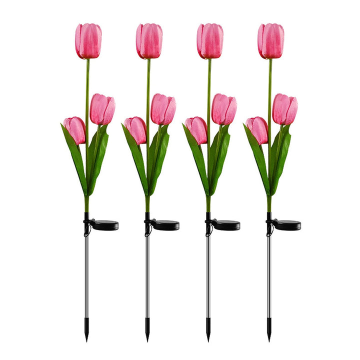 Solar Tulip Plænelampe Udendørs Have LED Tulipan Blomsterlampe Jordspyd Landskabsbelysning