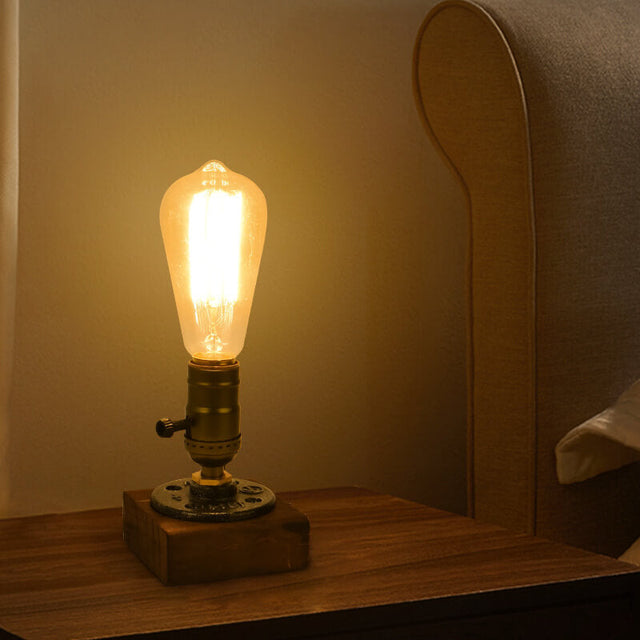 Vintage Industriel Jern Lyspære 1-Lys Bordlampe
