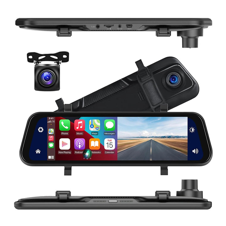 VisionMirror Pro – Ultra HD Spejl Dash Cam med Trådløs CarPlay &amp; Android Auto