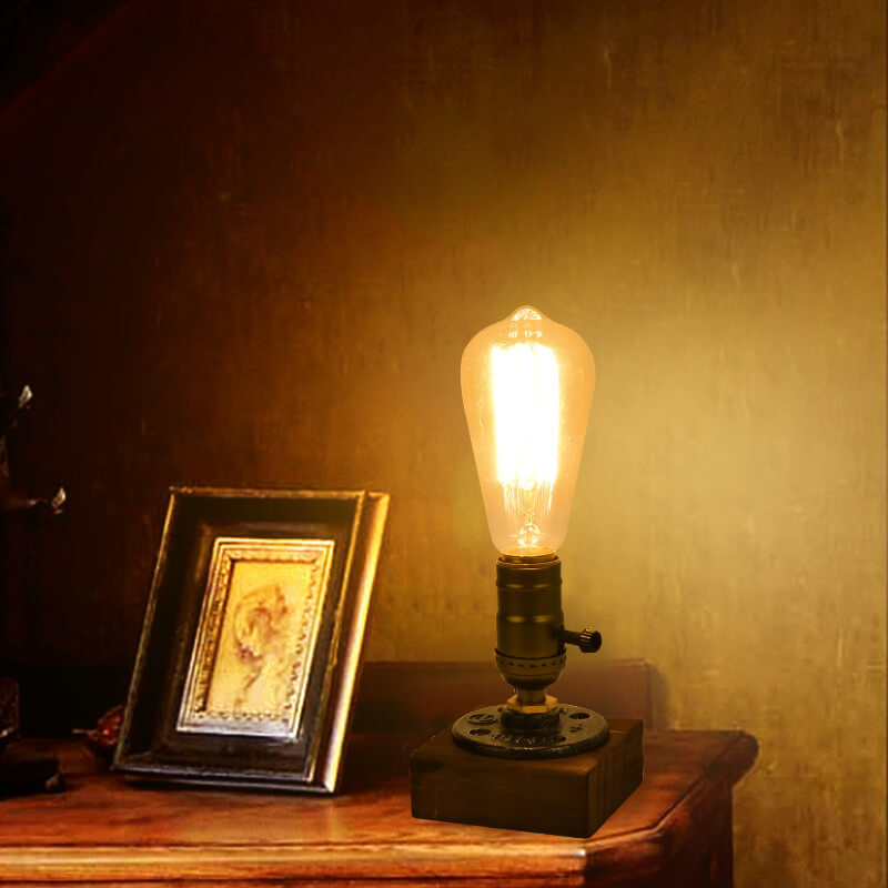 Vintage Industriel Jern Lyspære 1-Lys Bordlampe
