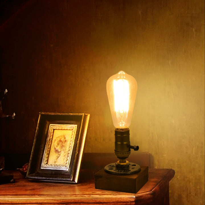 Vintage Industriel Jern Lyspære 1-Lys Bordlampe