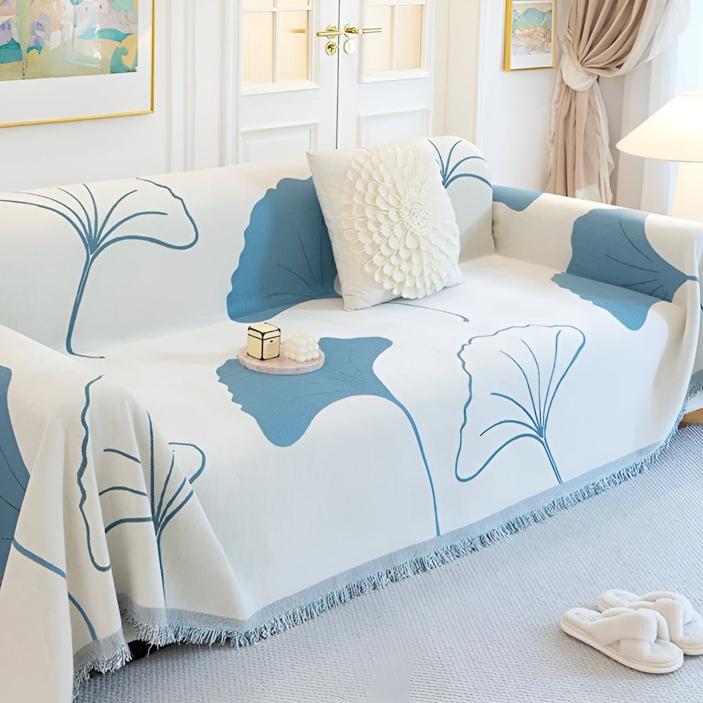 Pastoral Stil Ginkgo Blad Sofa Dække