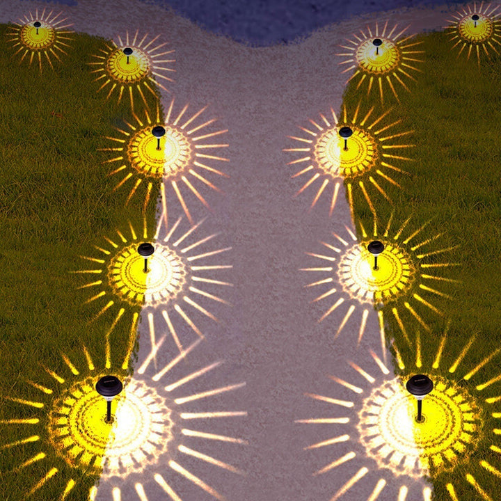 Solenergi vandtæt cirkulær divergent lys skygge design LED udendørs have dekorationslys