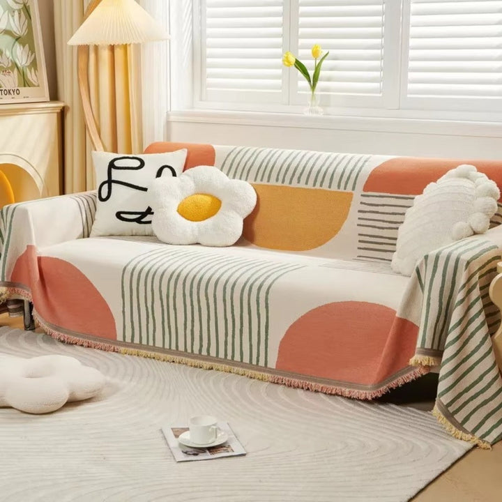 Meringue Chenille Geometri Sofa Betræk