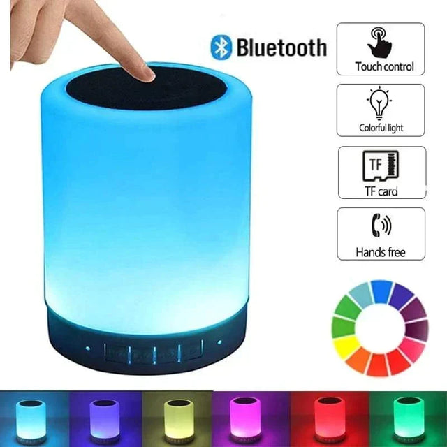 farverig LED Natlys Bluetooth Touchpad Trådløs Højttaler