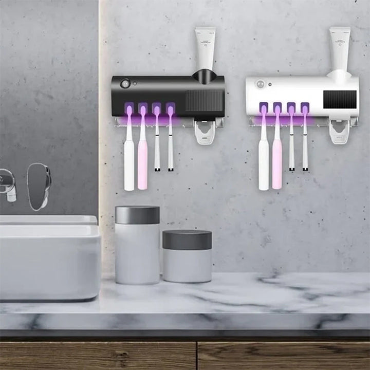 Smart UV Lys Sterilisator Tandbørsteholder, Væghængt Tandpastadispenser