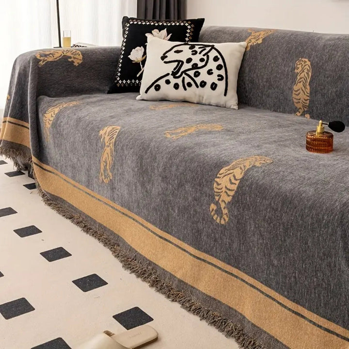 Safari Tiger Chenille Sofa Dækken