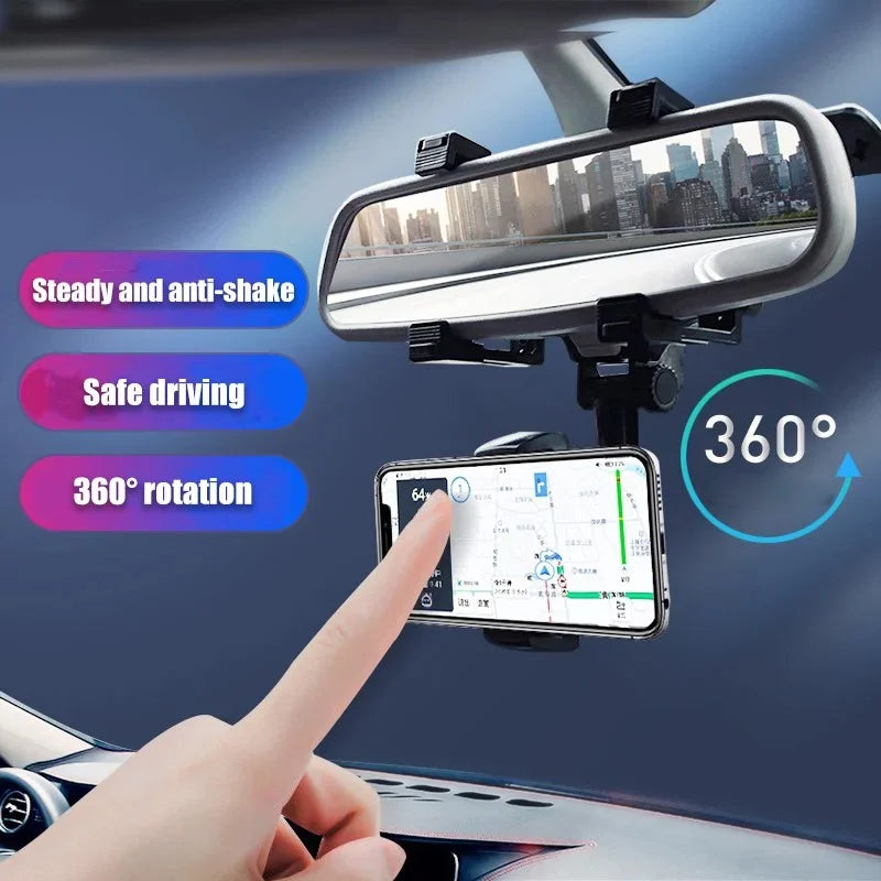 Multifunktionel 360 Rotérbar Bil Bakspejl Telefonholder