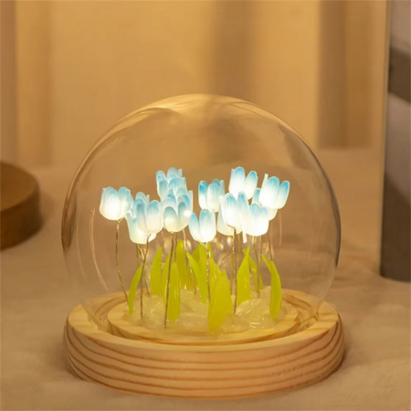 Håndlavet Kunstig Tulipan LED Nattelys Natbordlampe til Soveværelse og Gaveindretning
