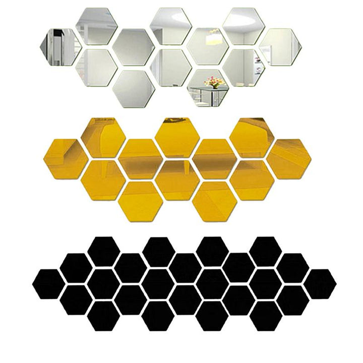 Hexagonal Spejl Vægklistermærke
